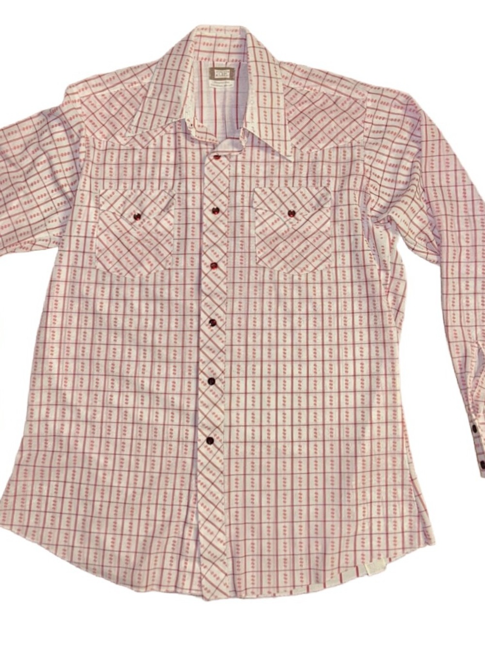 Fenton ~ Vintage (1970’s) ~Men’s Size Large ~ Western ~Red/White Checkered Shirt